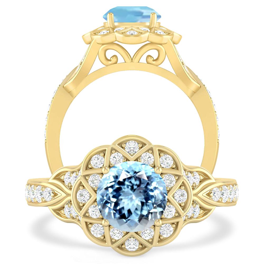 Yellow Gold - Aquamarine