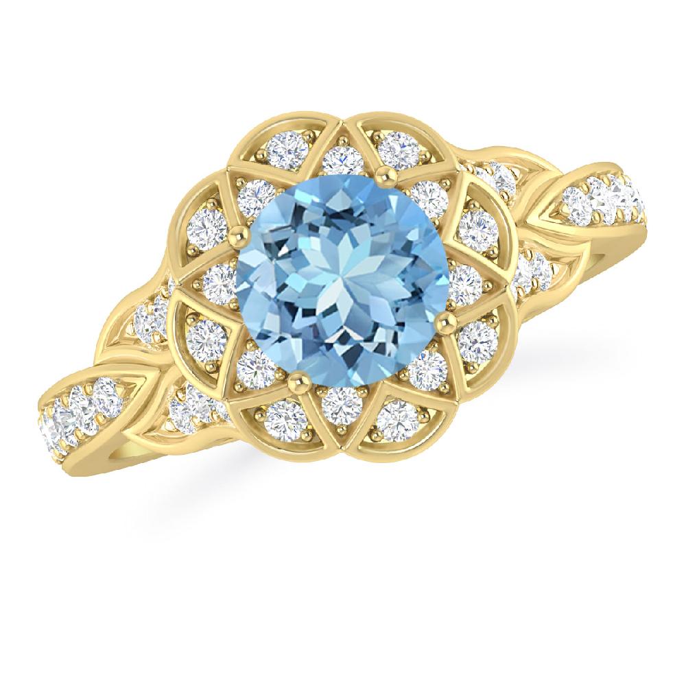 Yellow Gold - Aquamarine