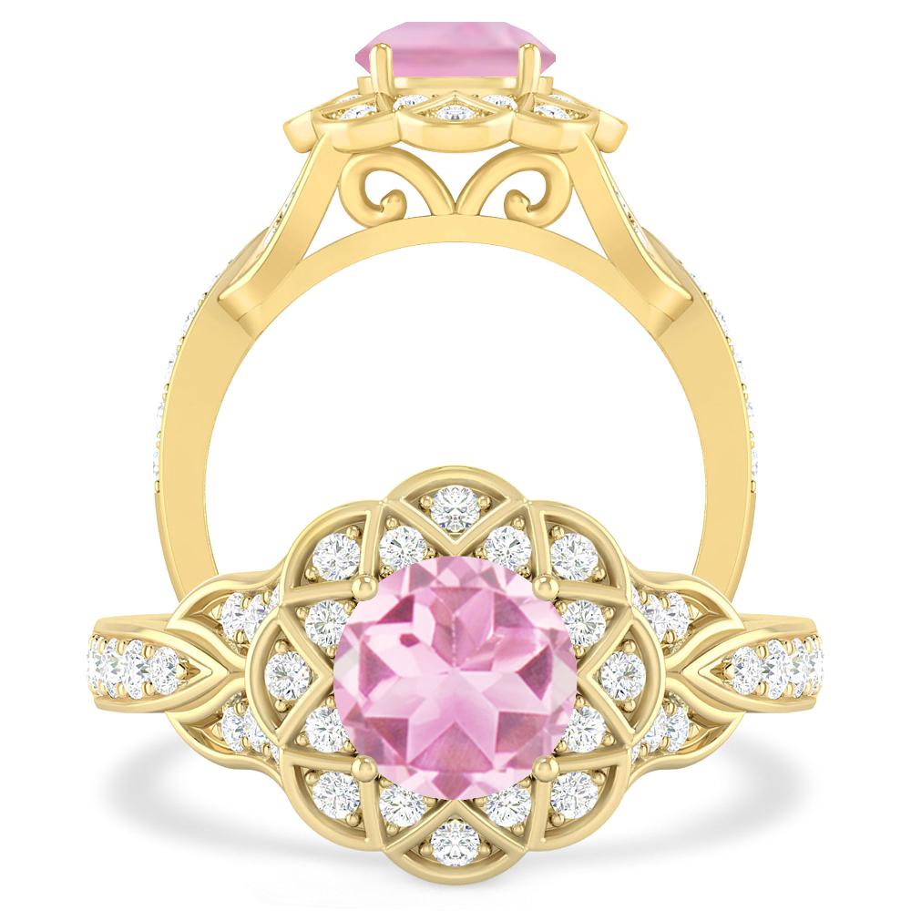 Yellow Gold - Pink Tourmaline