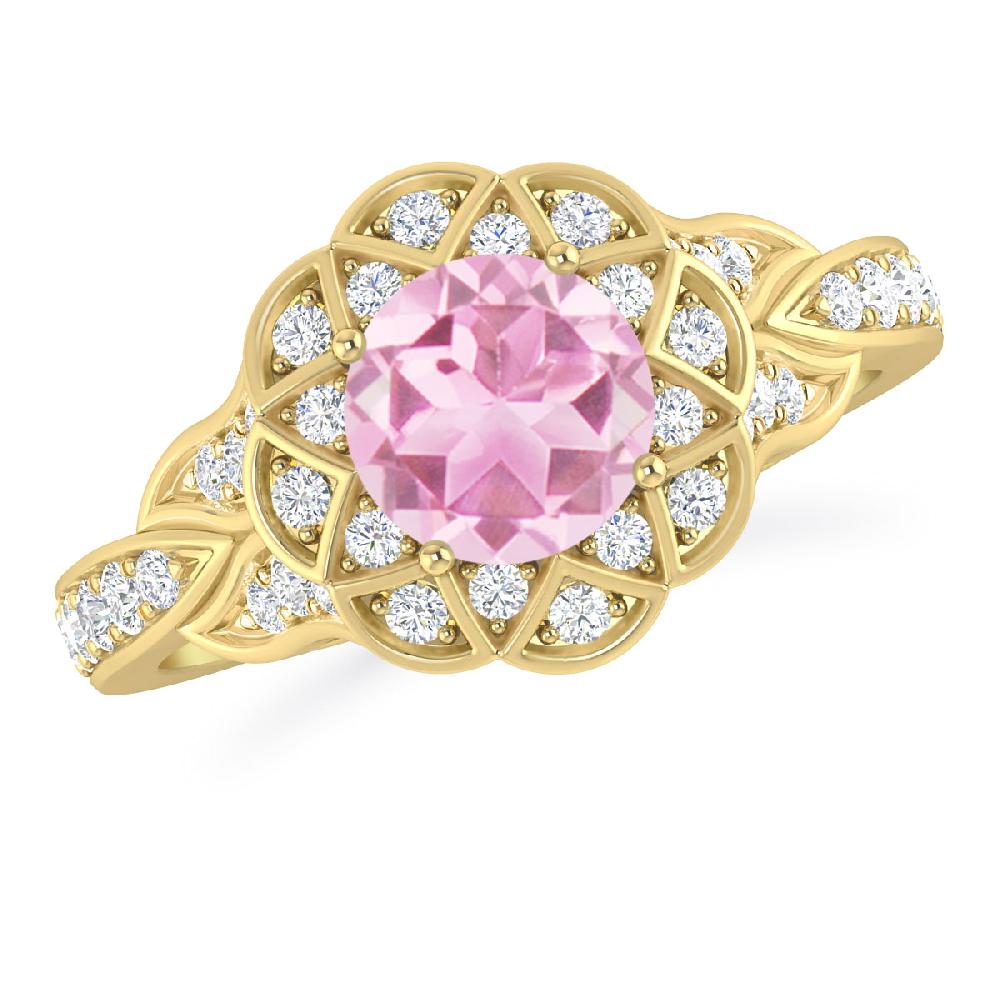 Yellow Gold - Pink Tourmaline