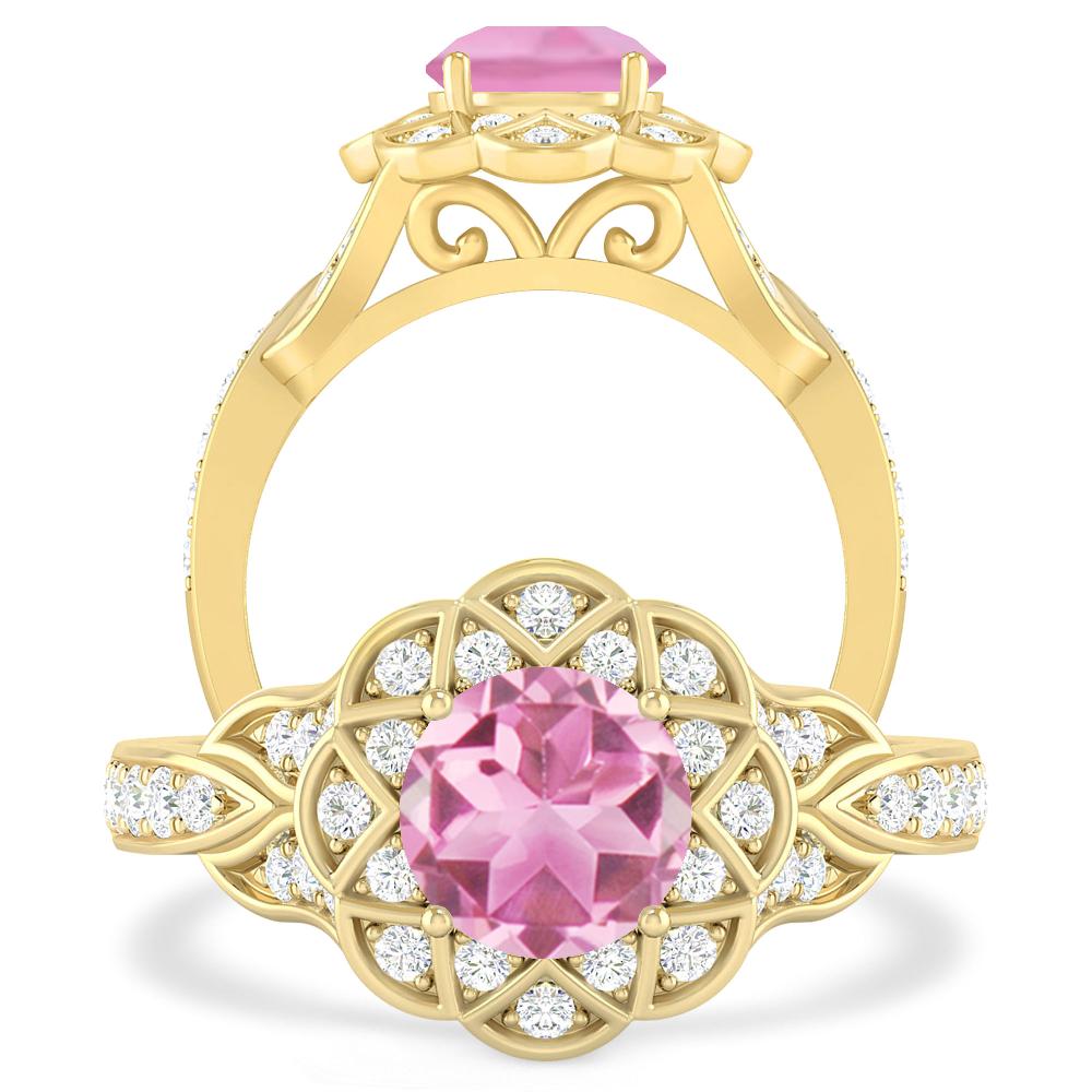 Yellow Gold - Pink Tourmaline