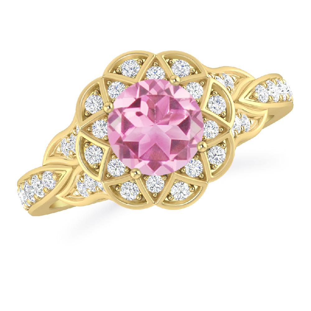 Yellow Gold - Pink Tourmaline