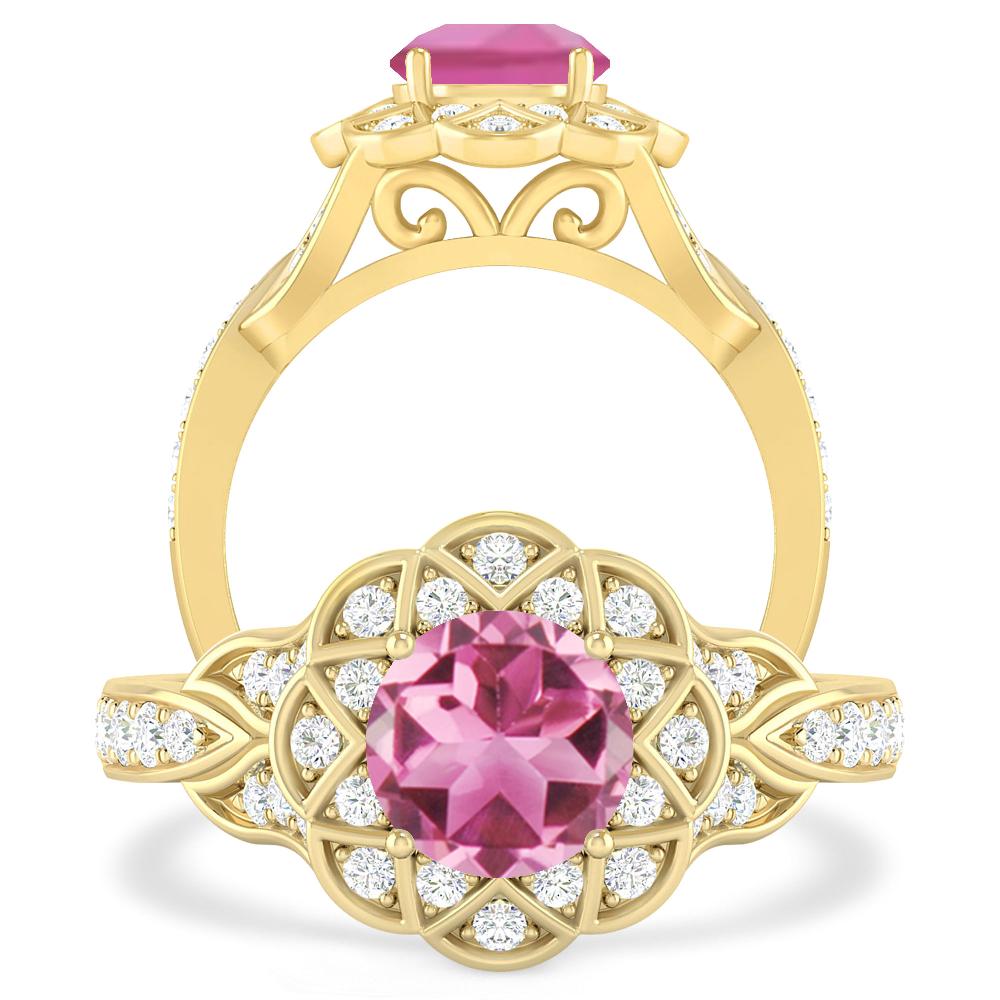 Yellow Gold - Pink Tourmaline