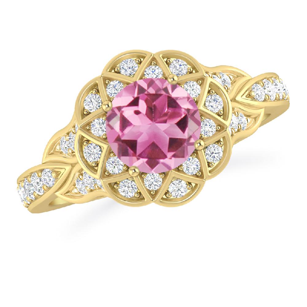 Yellow Gold - Pink Tourmaline