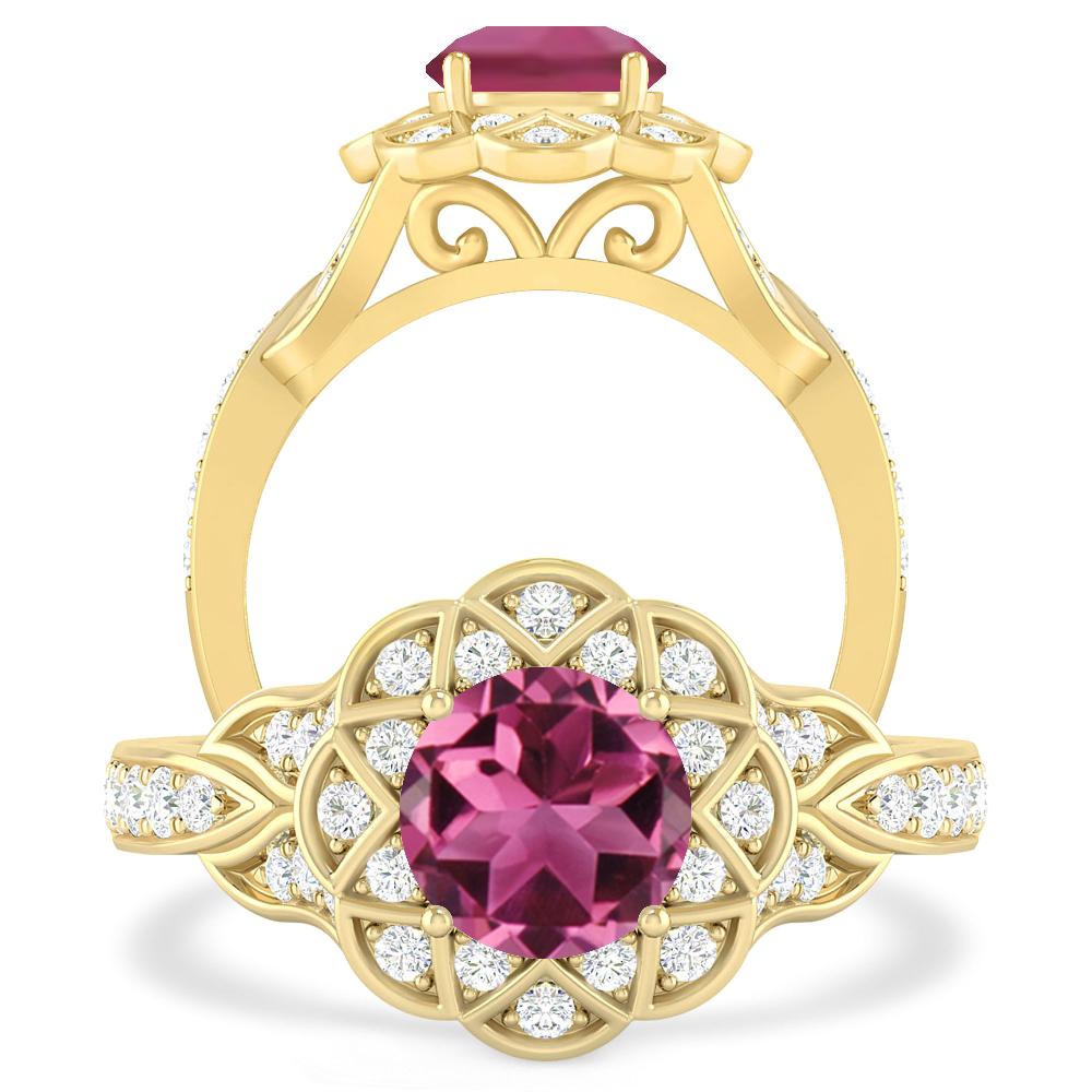 Yellow Gold - Pink Tourmaline