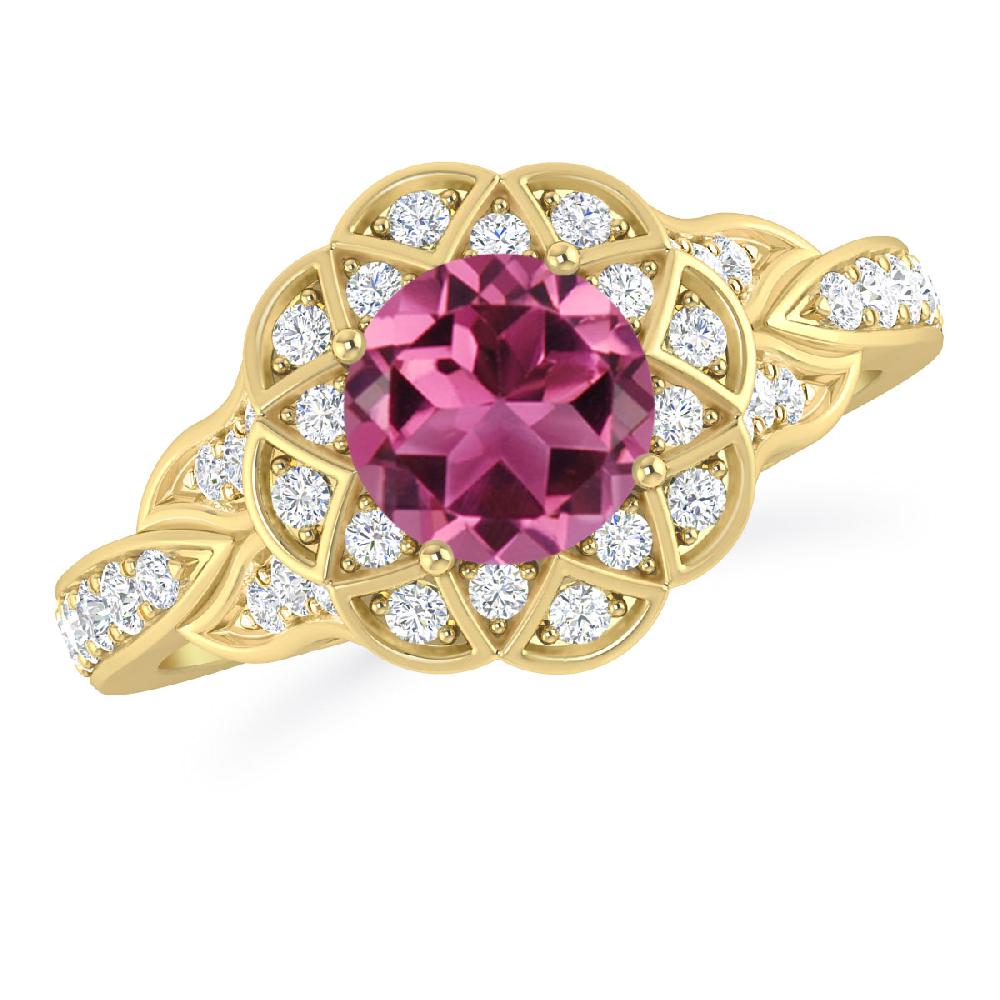 Yellow Gold - Pink Tourmaline