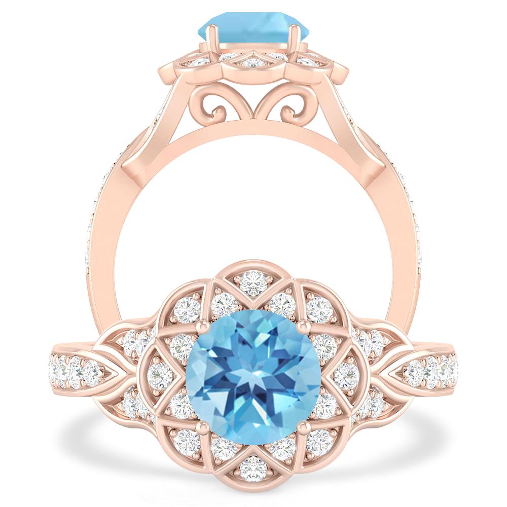 Rose Gold - Blue Topaz