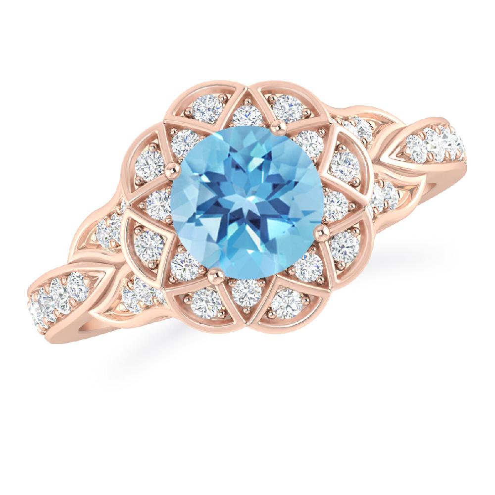 Rose Gold - Blue Topaz