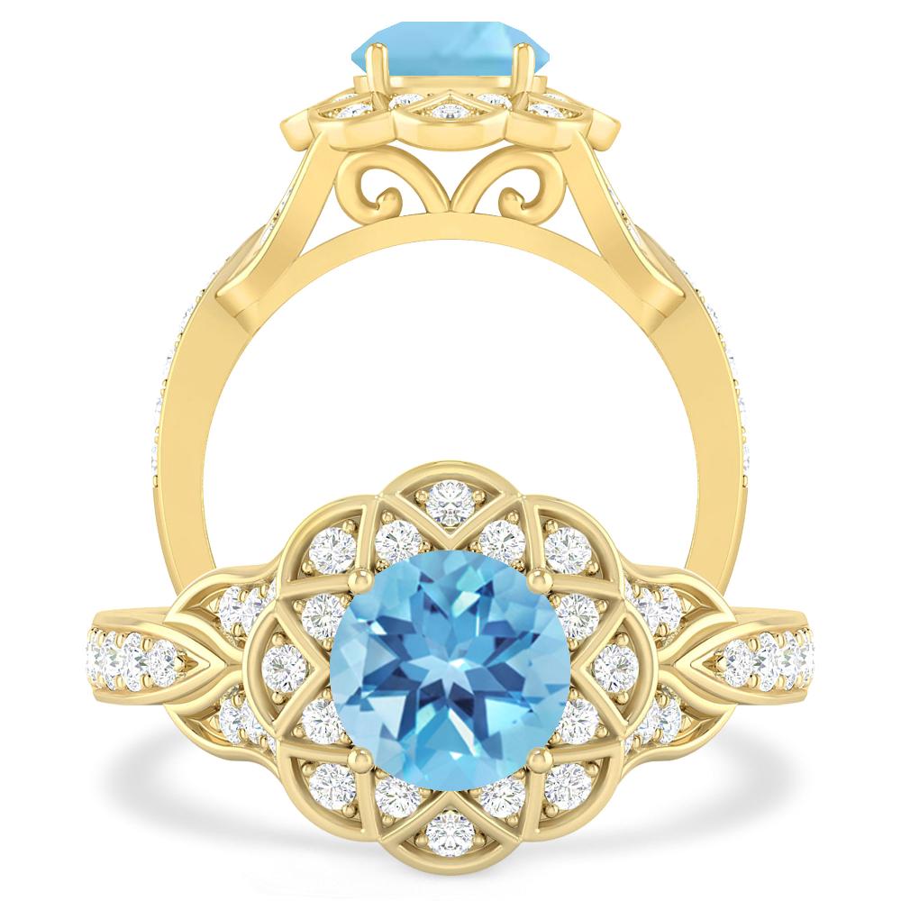 Yellow Gold - Blue Topaz