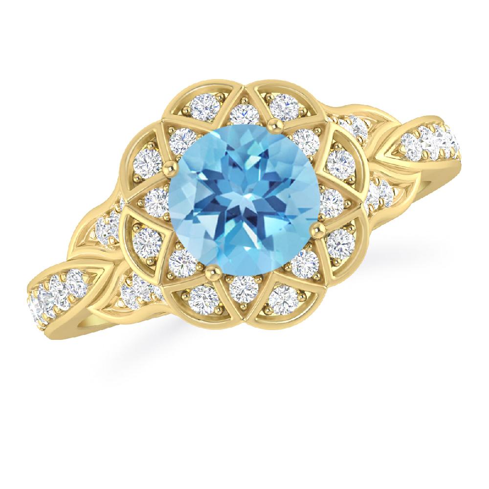 Yellow Gold - Blue Topaz