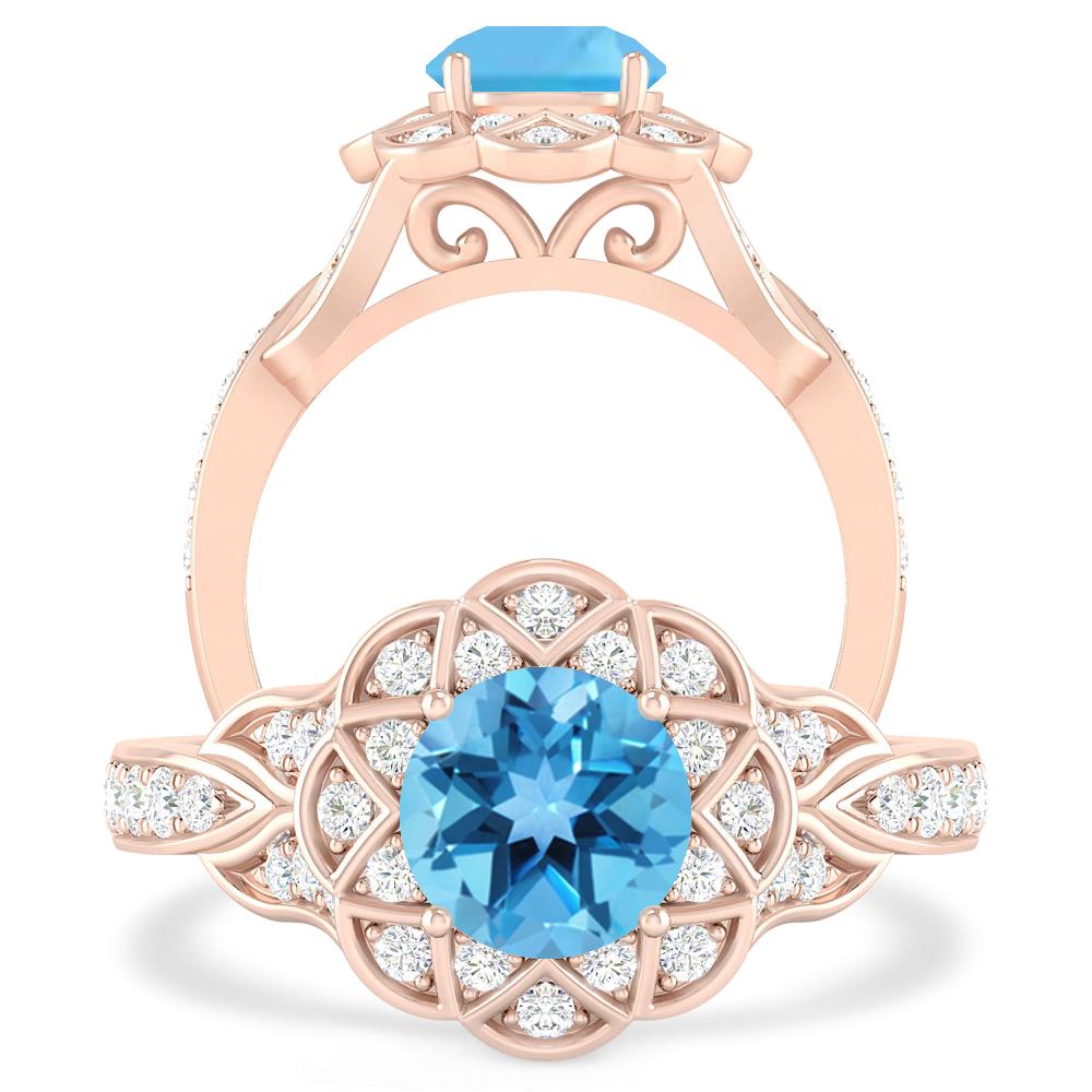 Rose Gold - Blue Topaz