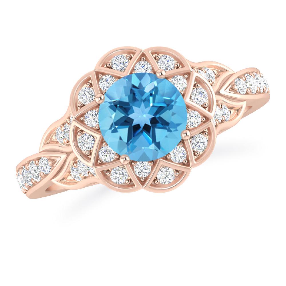 Rose Gold - Blue Topaz