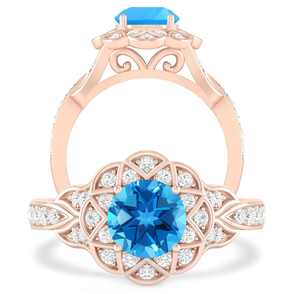 Rose Gold - Blue Topaz