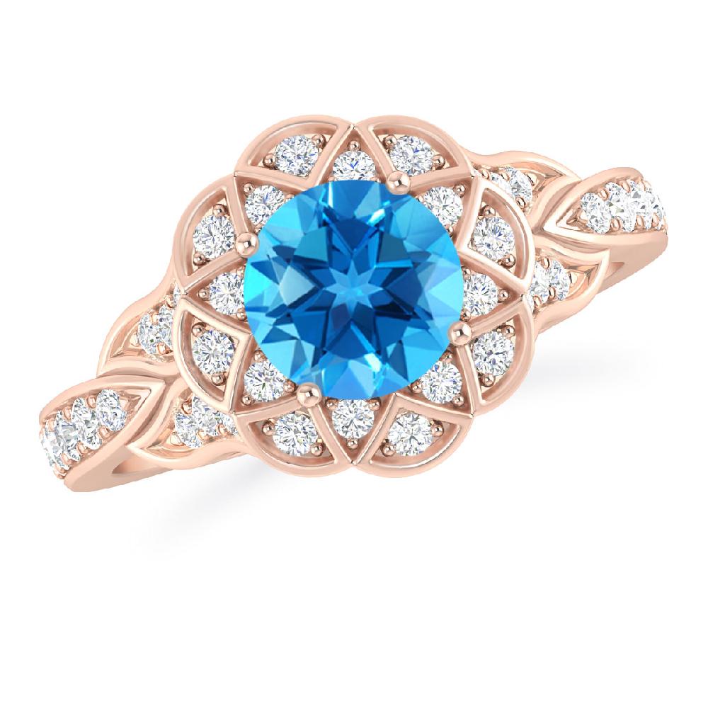 Rose Gold - Blue Topaz