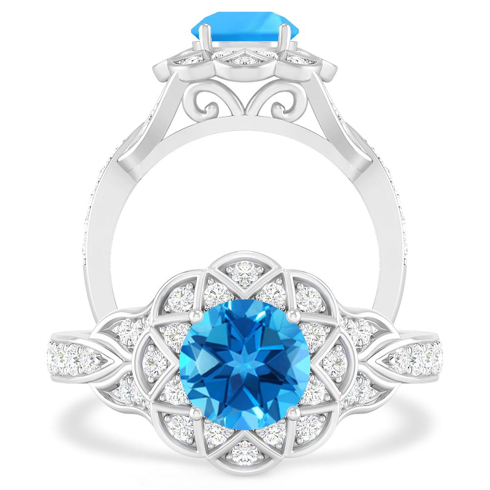 White Gold - Blue Topaz