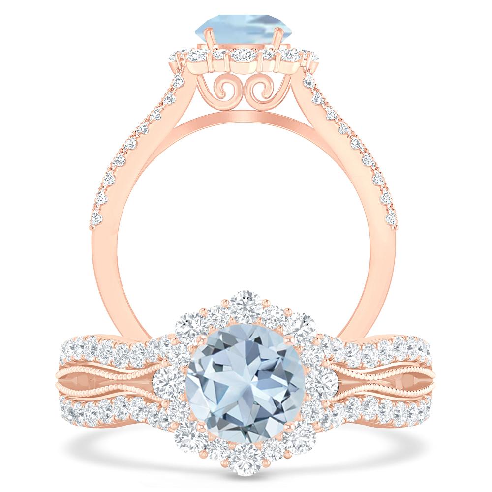 Rose Gold - Aquamarine