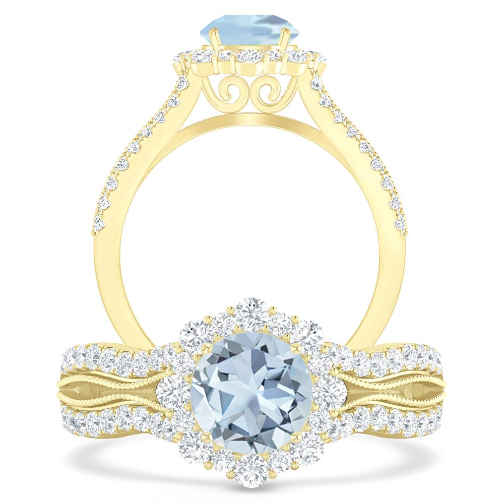 Yellow Gold - Aquamarine