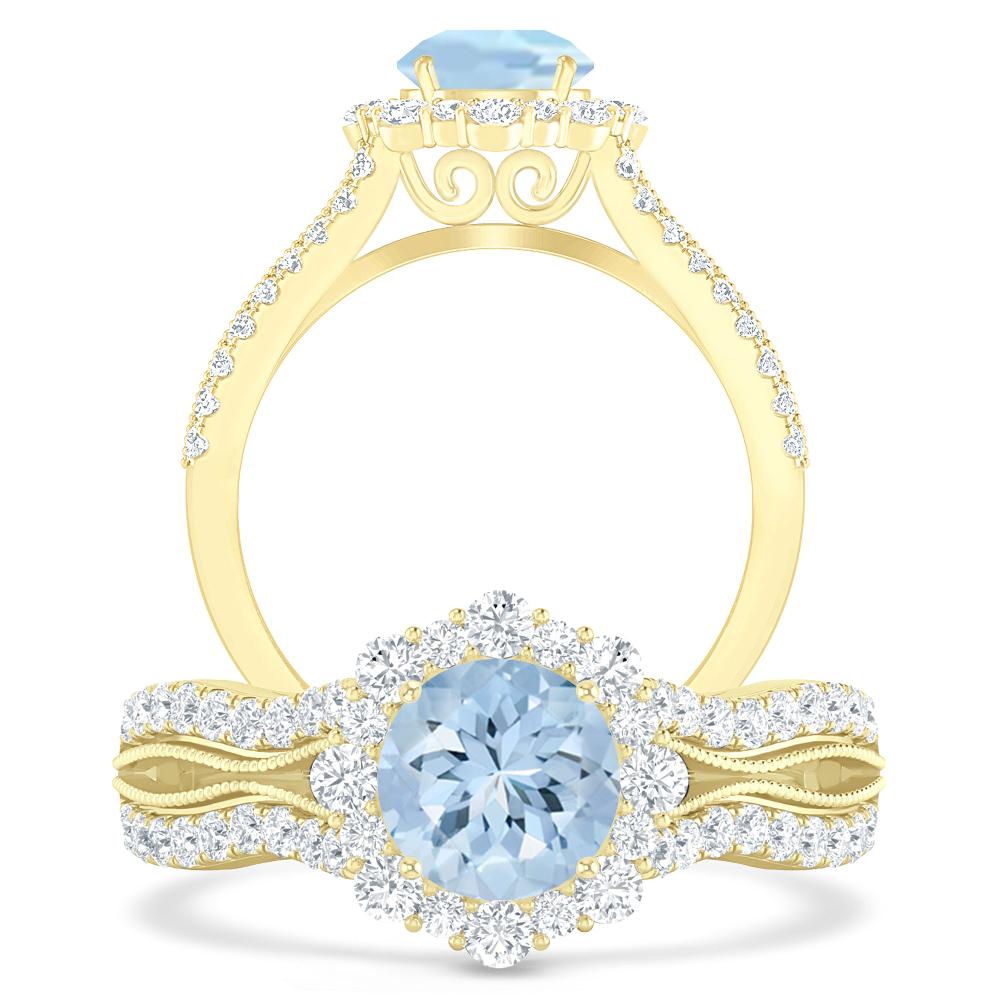 Yellow Gold - Aquamarine