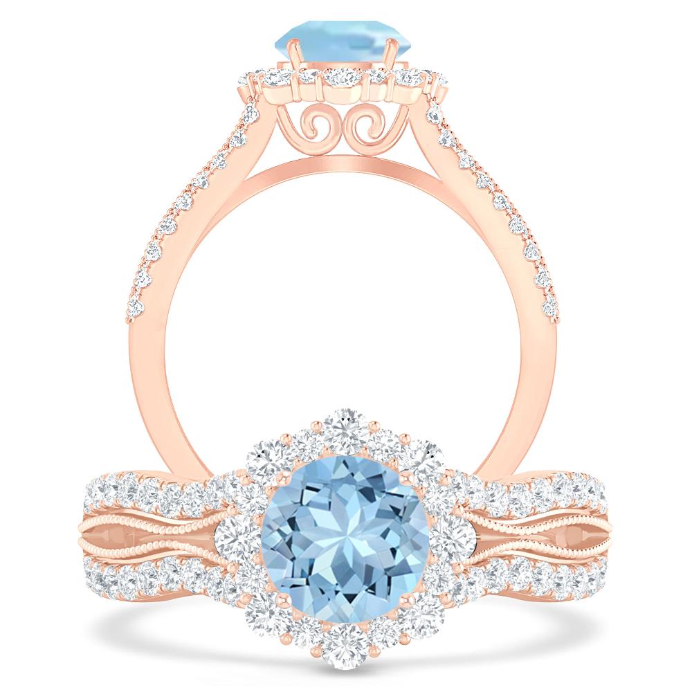 Rose Gold - Aquamarine