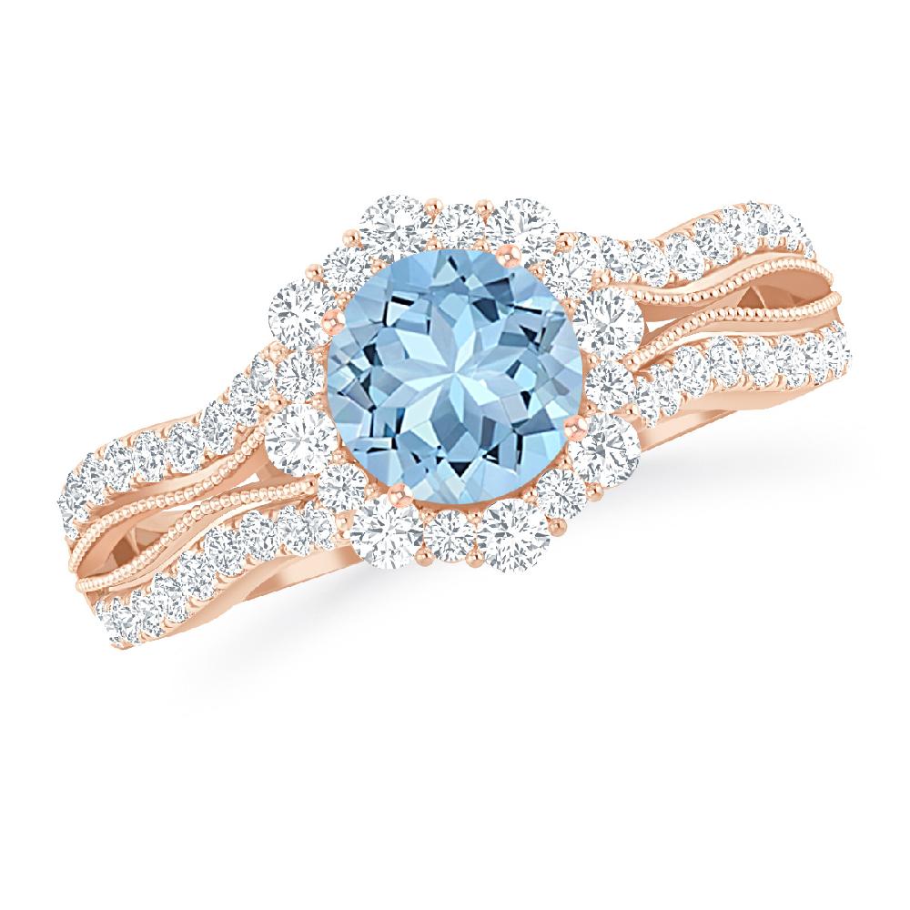 Rose Gold - Aquamarine