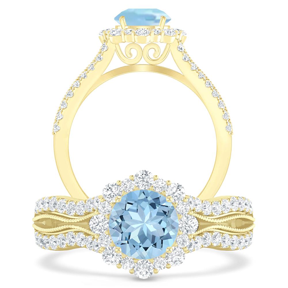 Yellow Gold - Aquamarine