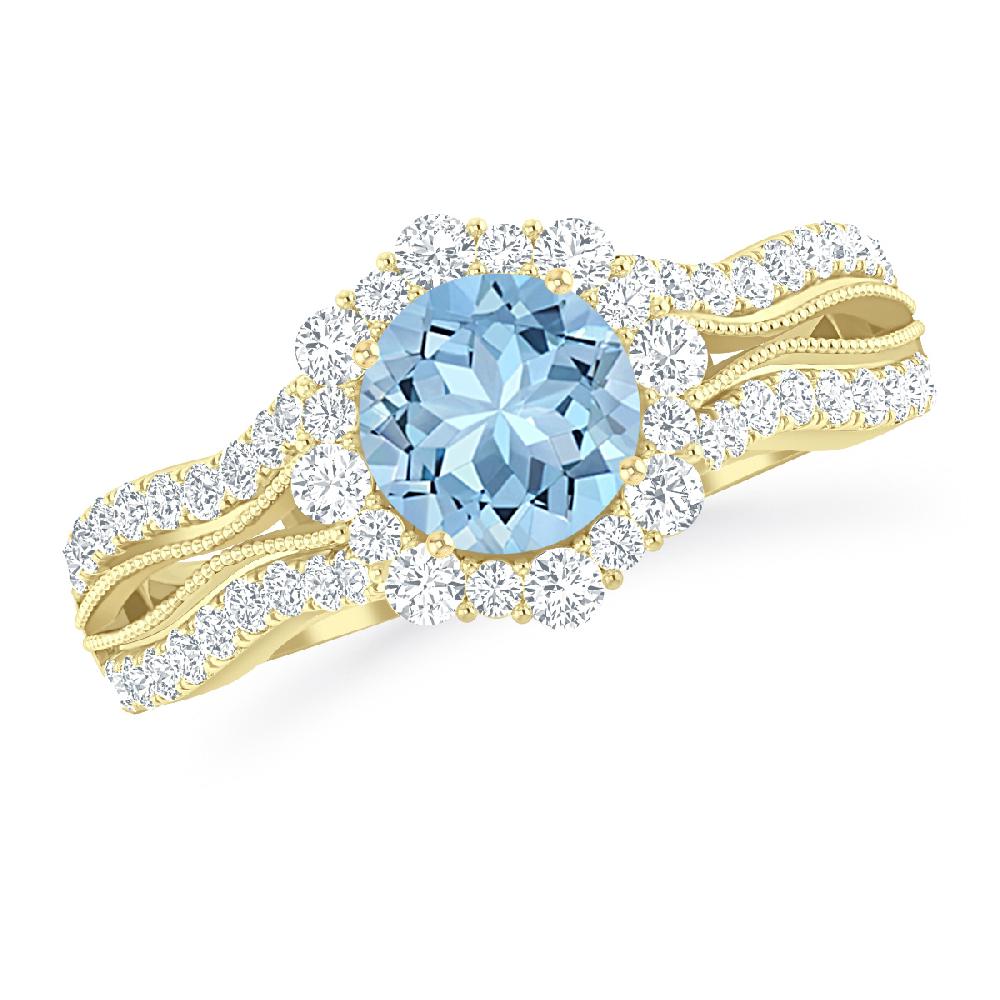 Yellow Gold - Aquamarine