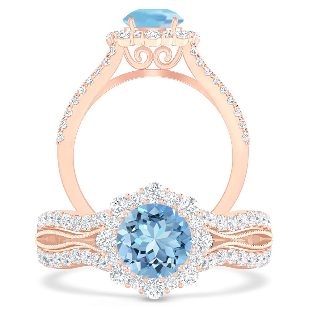 Rose Gold - Aquamarine