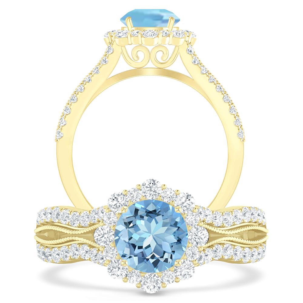 Yellow Gold - Aquamarine