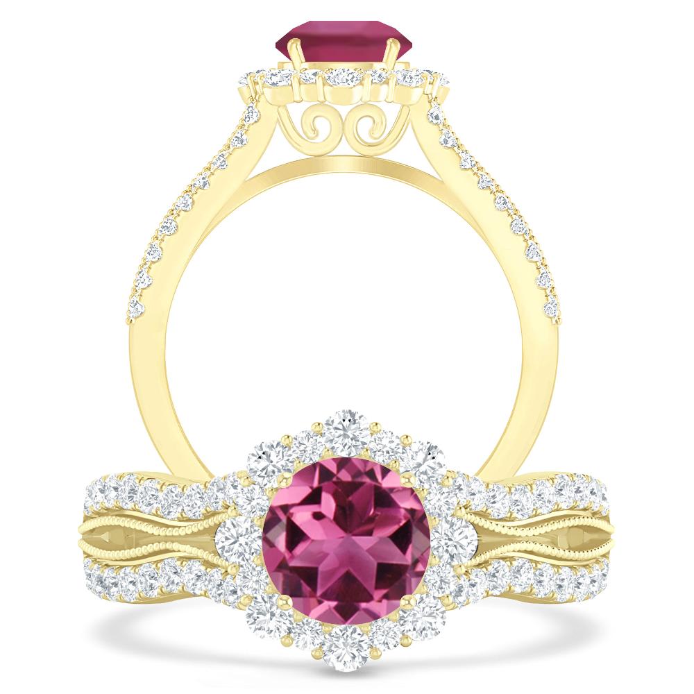 Yellow Gold - Pink Tourmaline