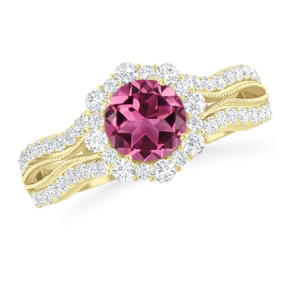 Yellow Gold - Pink Tourmaline