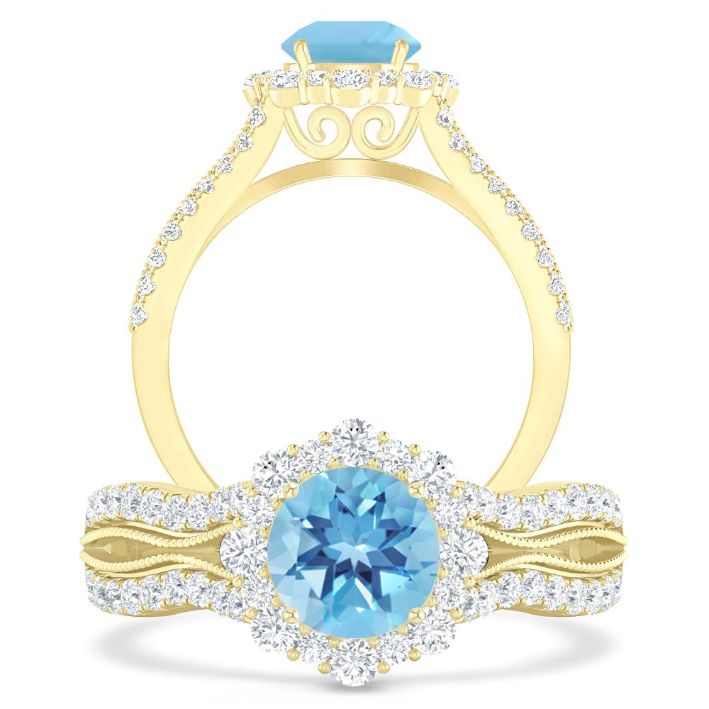 Yellow Gold - Blue Topaz