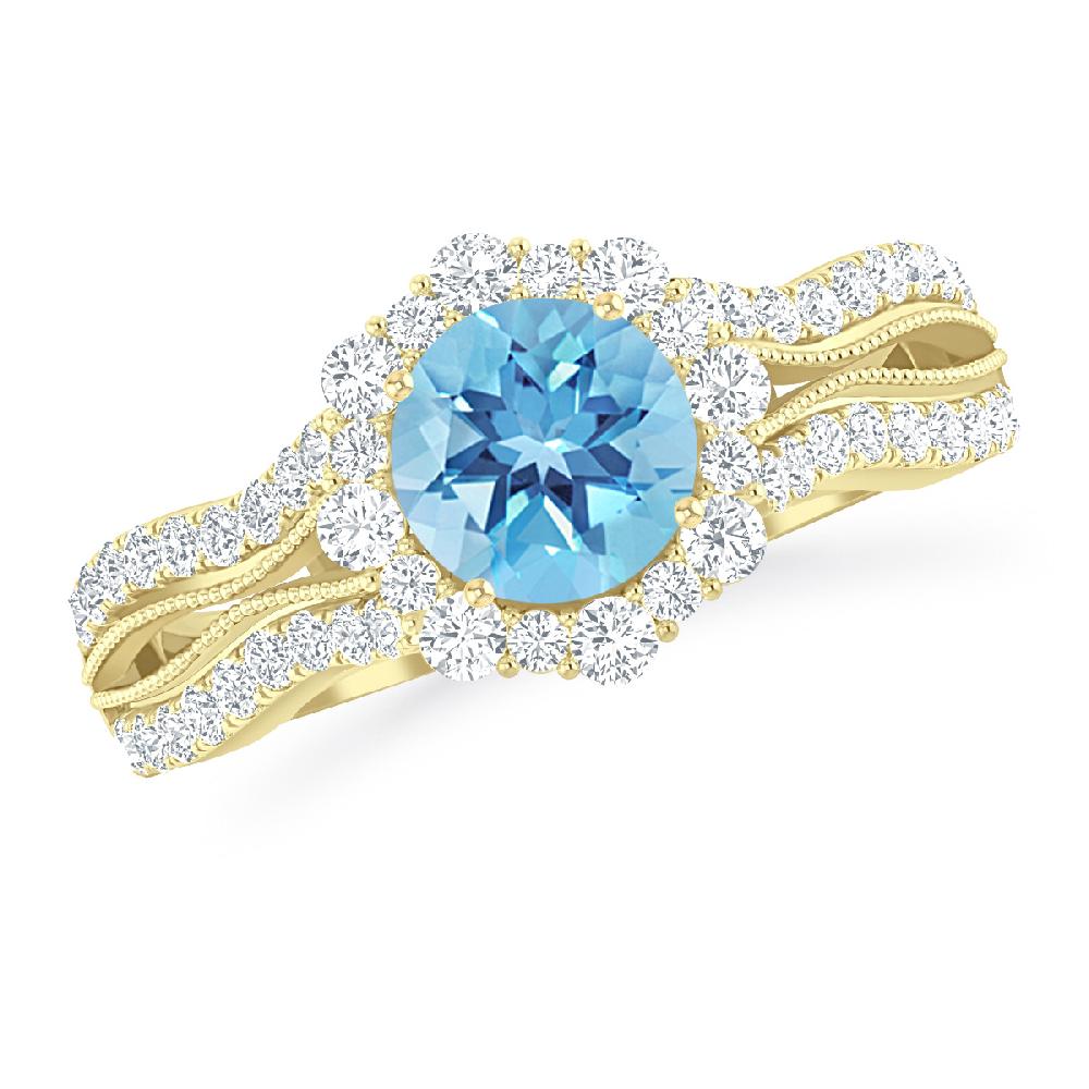 Yellow Gold - Blue Topaz