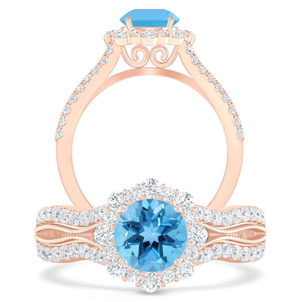 Rose Gold - Blue Topaz