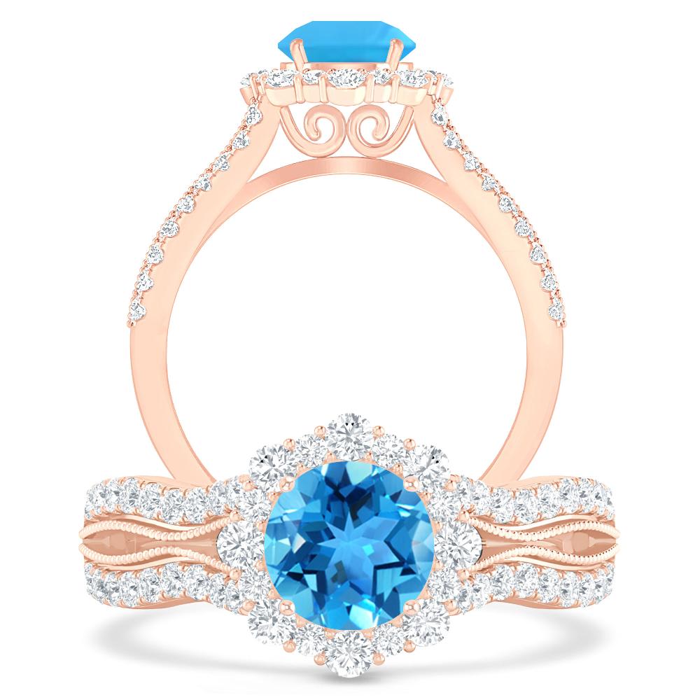 Rose Gold - Blue Topaz