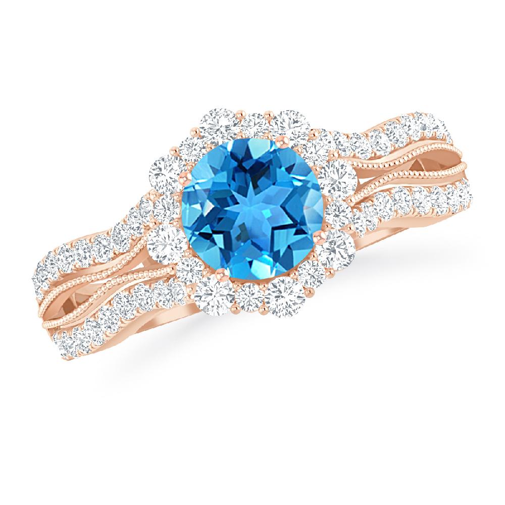 Rose Gold - Blue Topaz