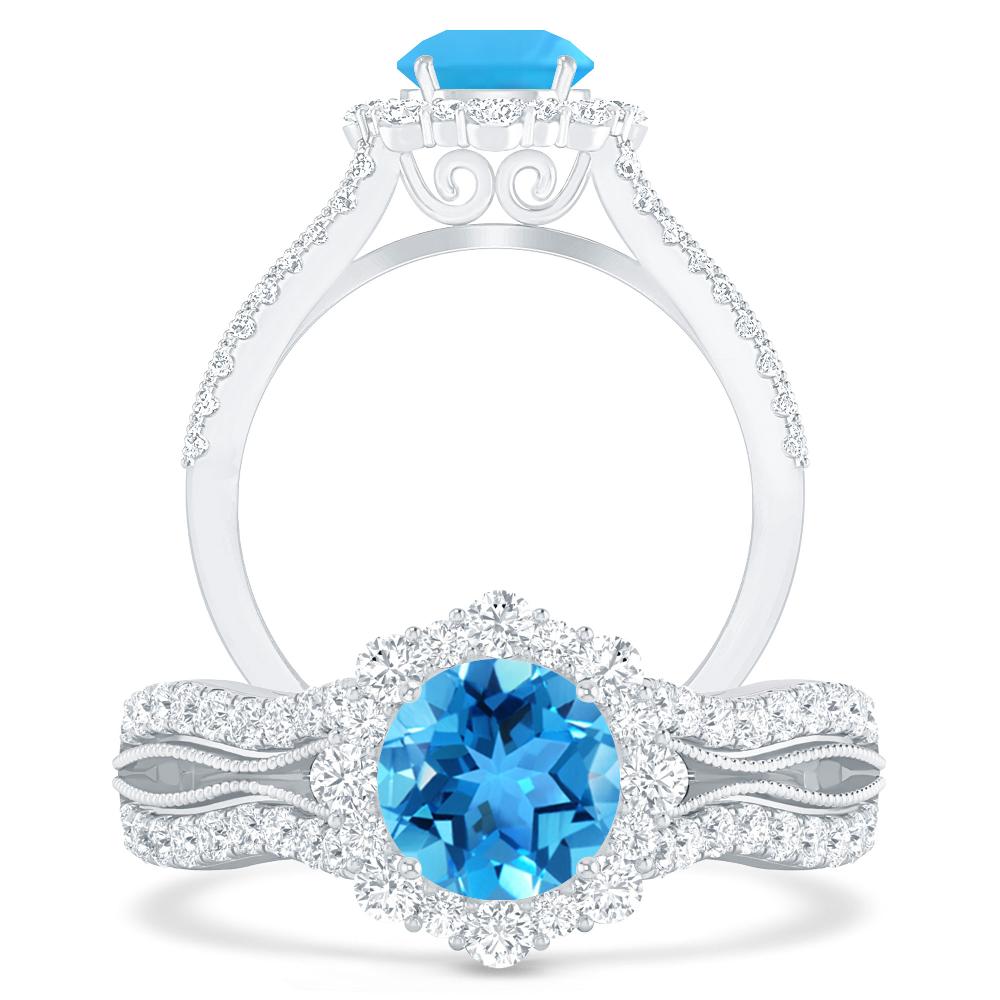 White Gold - Blue Topaz