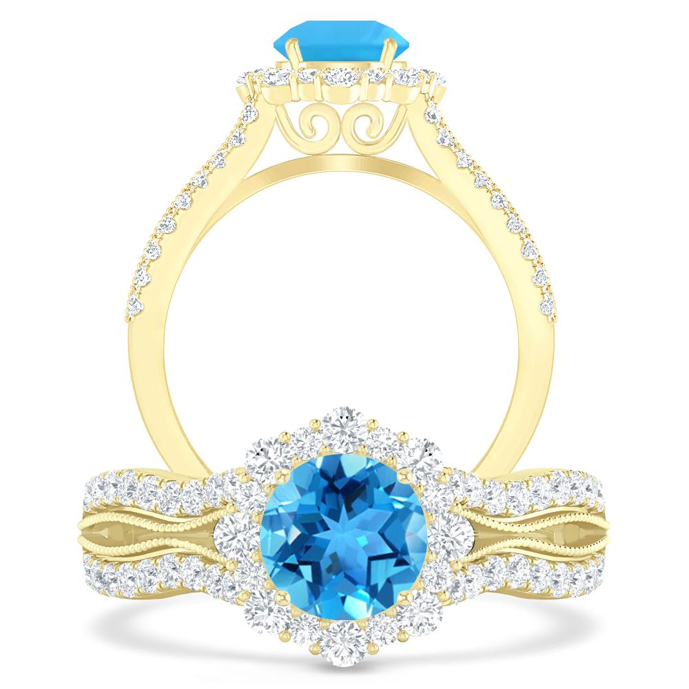 Yellow Gold - Blue Topaz