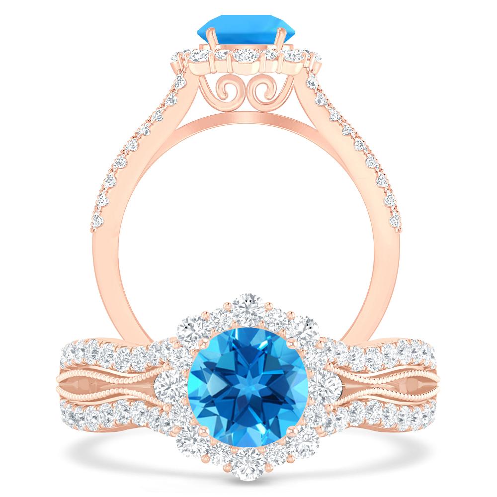 Rose Gold - Blue Topaz