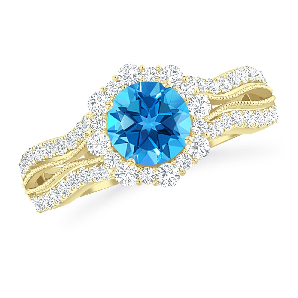 Yellow Gold - Blue Topaz