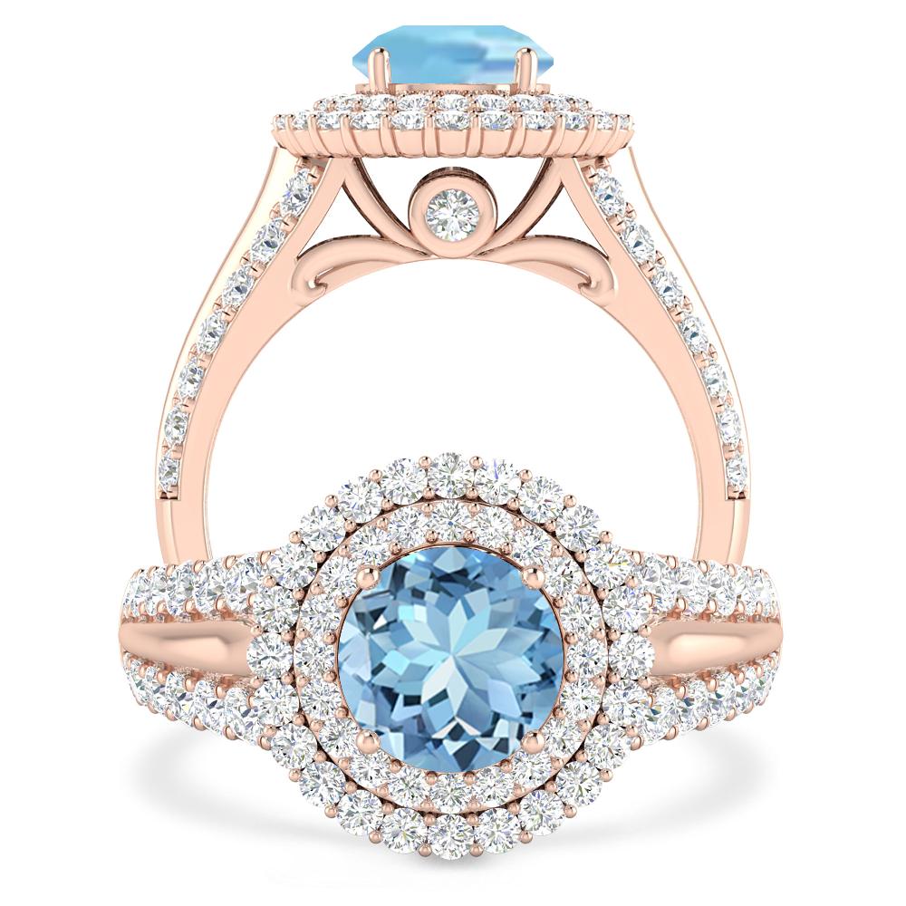 Rose Gold - Aquamarine