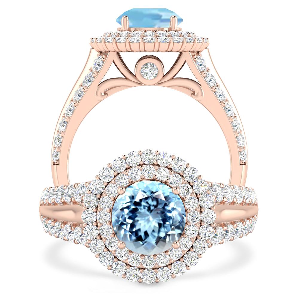 Rose Gold - Aquamarine