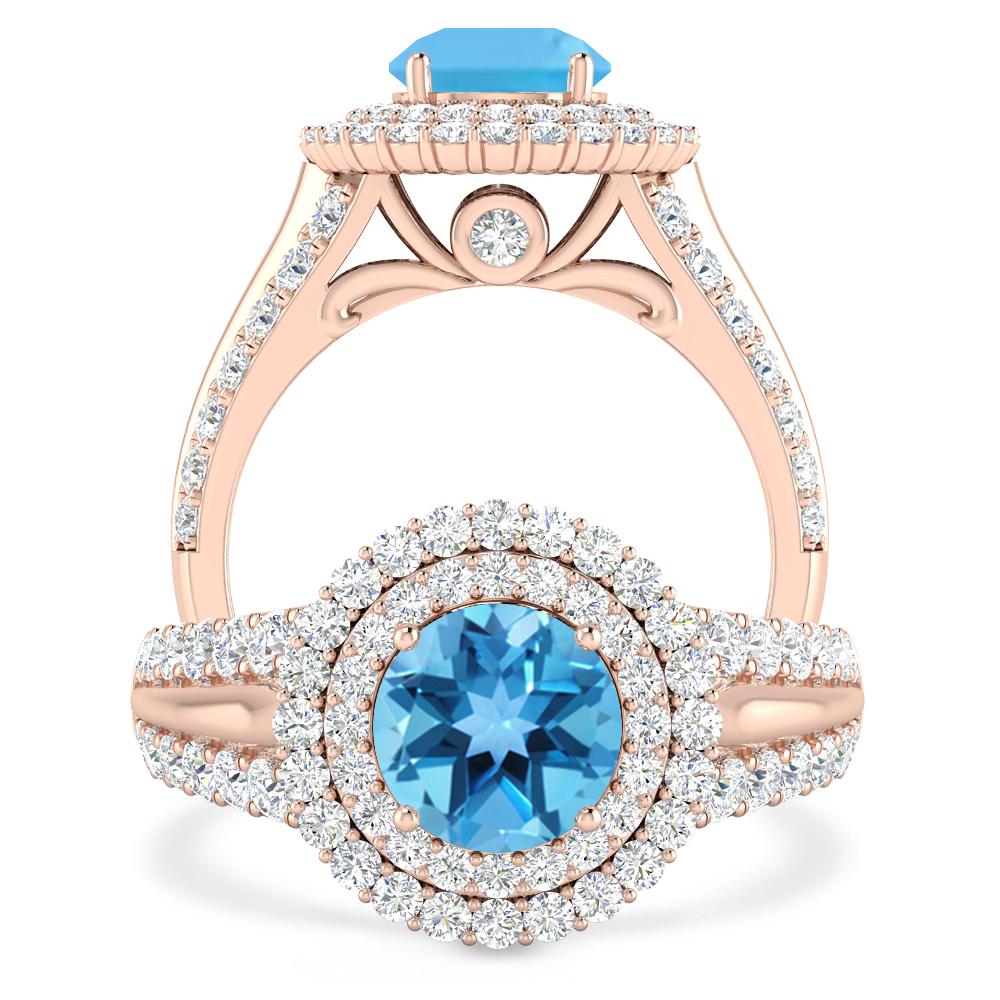 Rose Gold - Blue Topaz