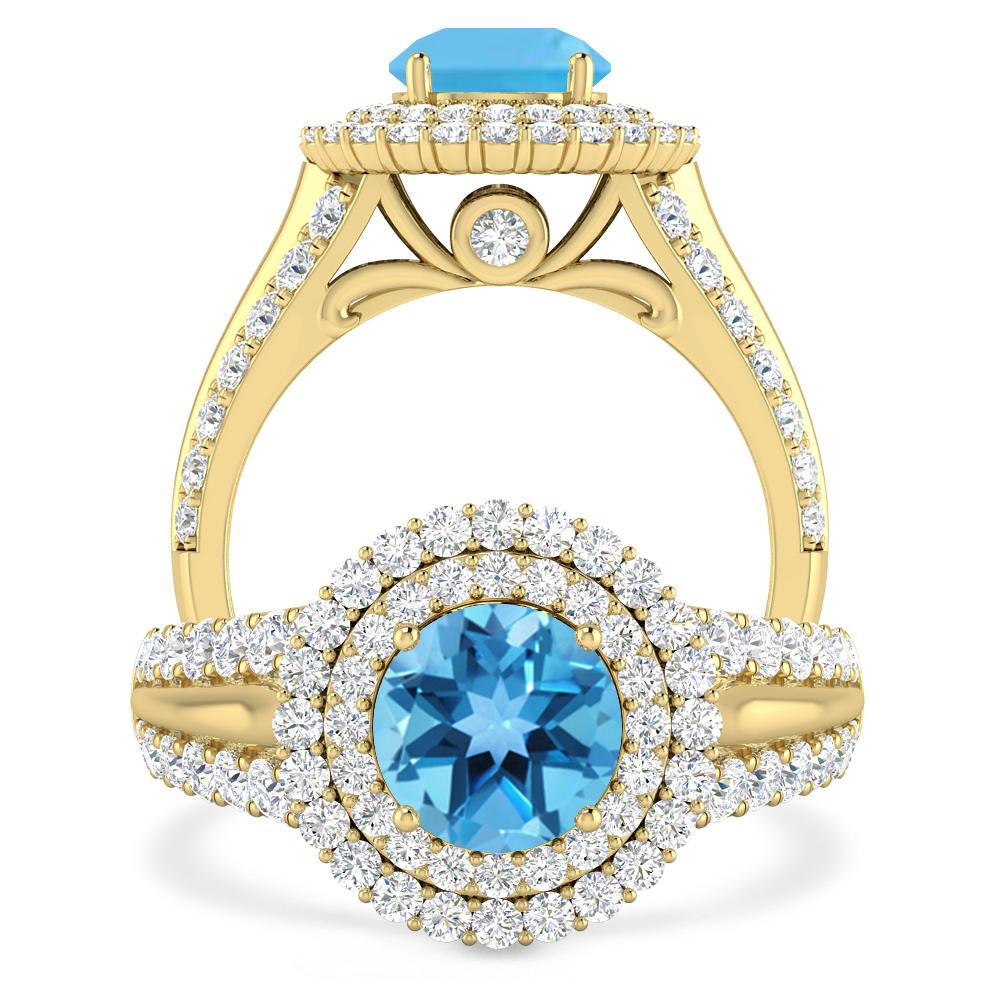 Yellow Gold - Blue Topaz