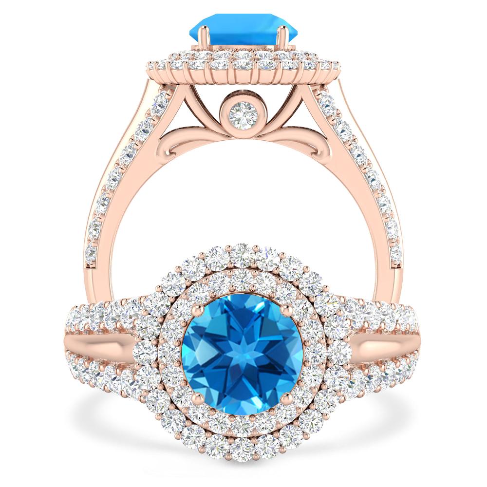 Rose Gold - Blue Topaz