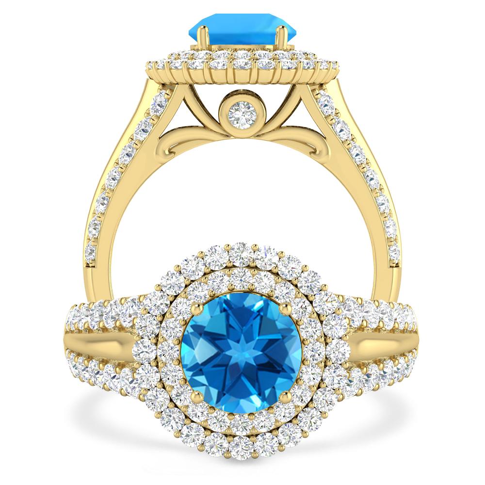 Yellow Gold - Blue Topaz