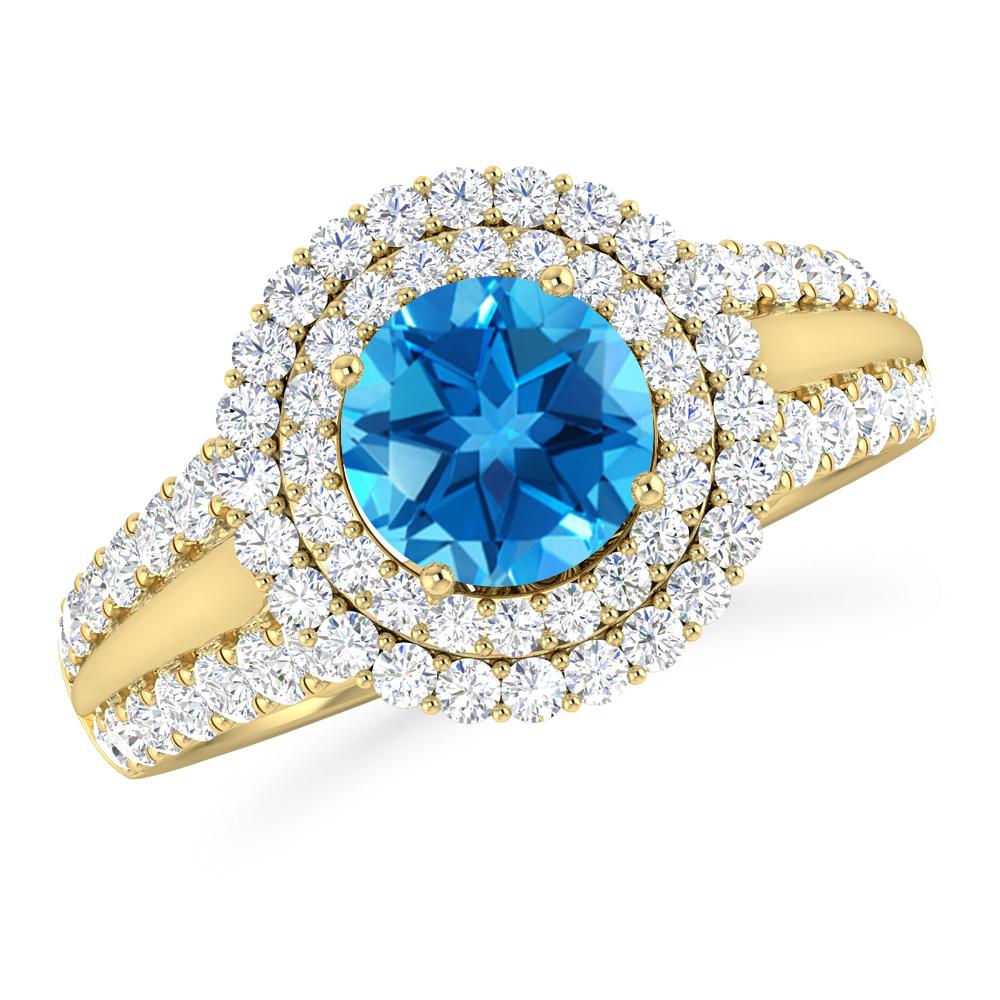 Yellow Gold - Blue Topaz