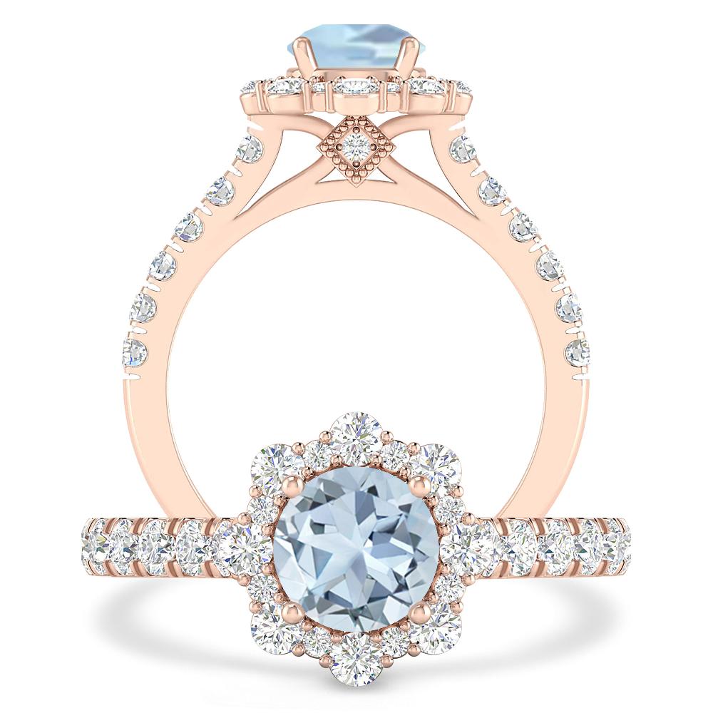 Rose Gold - Aquamarine