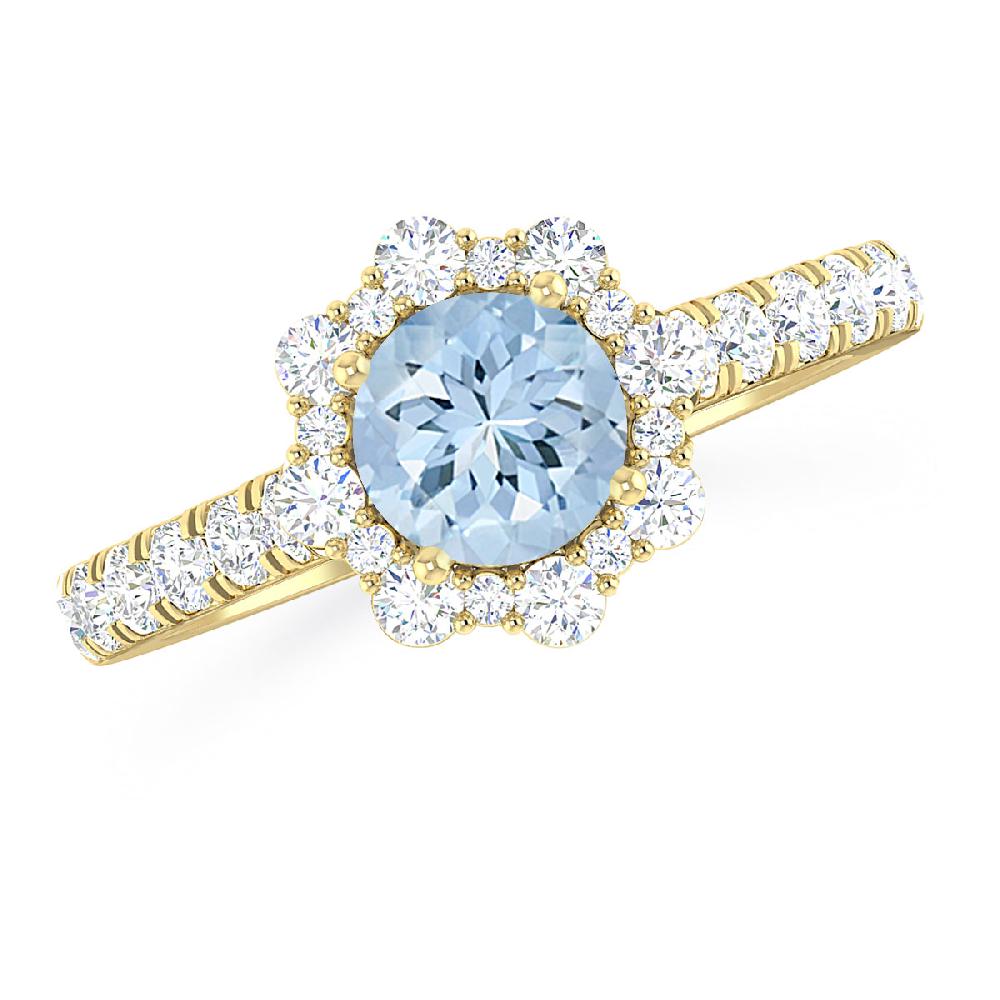 Yellow Gold - Aquamarine