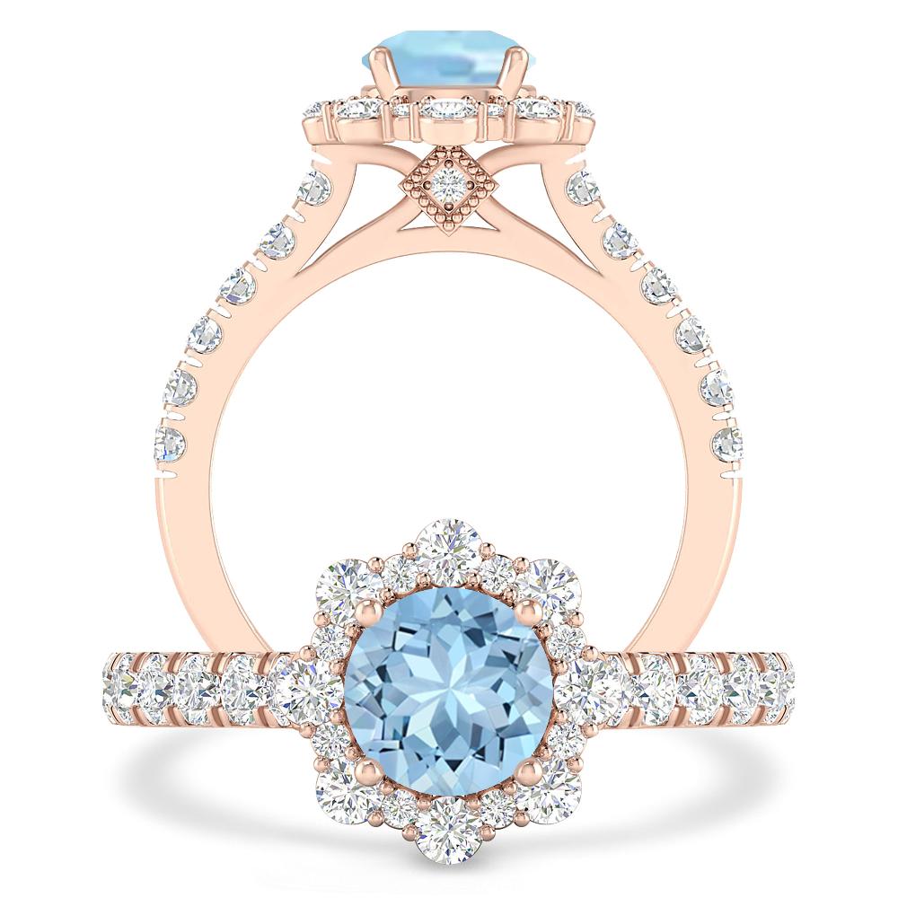 Rose Gold - Aquamarine