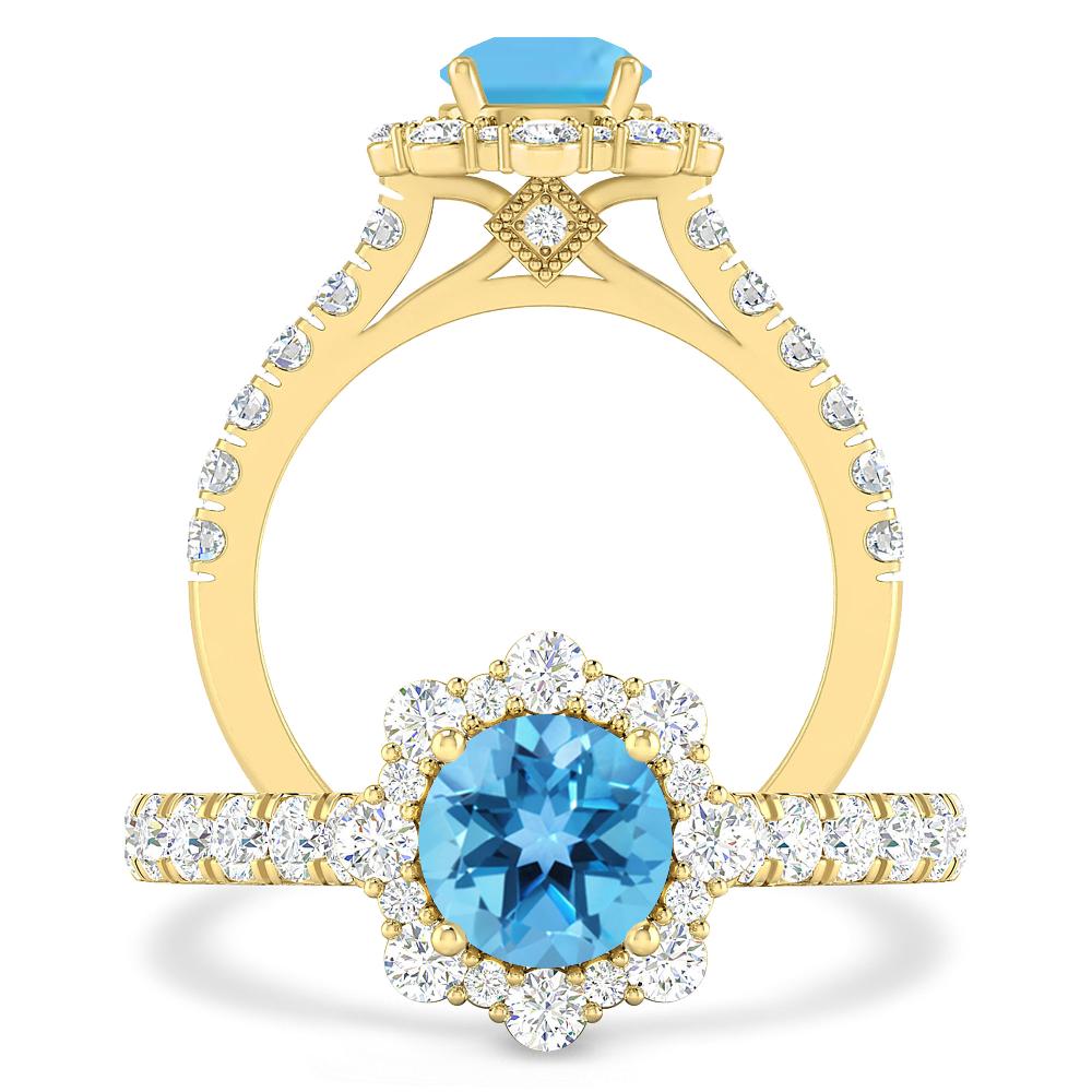 Yellow Gold - Blue Topaz